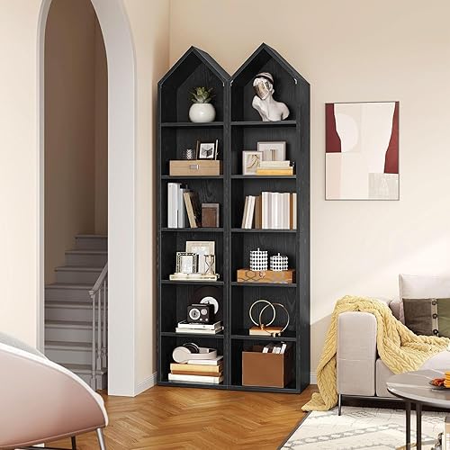 Miniatura 5 de YITAHOME Estantería estrecha de 73 pulgadas de alto, moderna estantería abierta de 5 niveles, soporte de madera para espacios pequeños, estante de