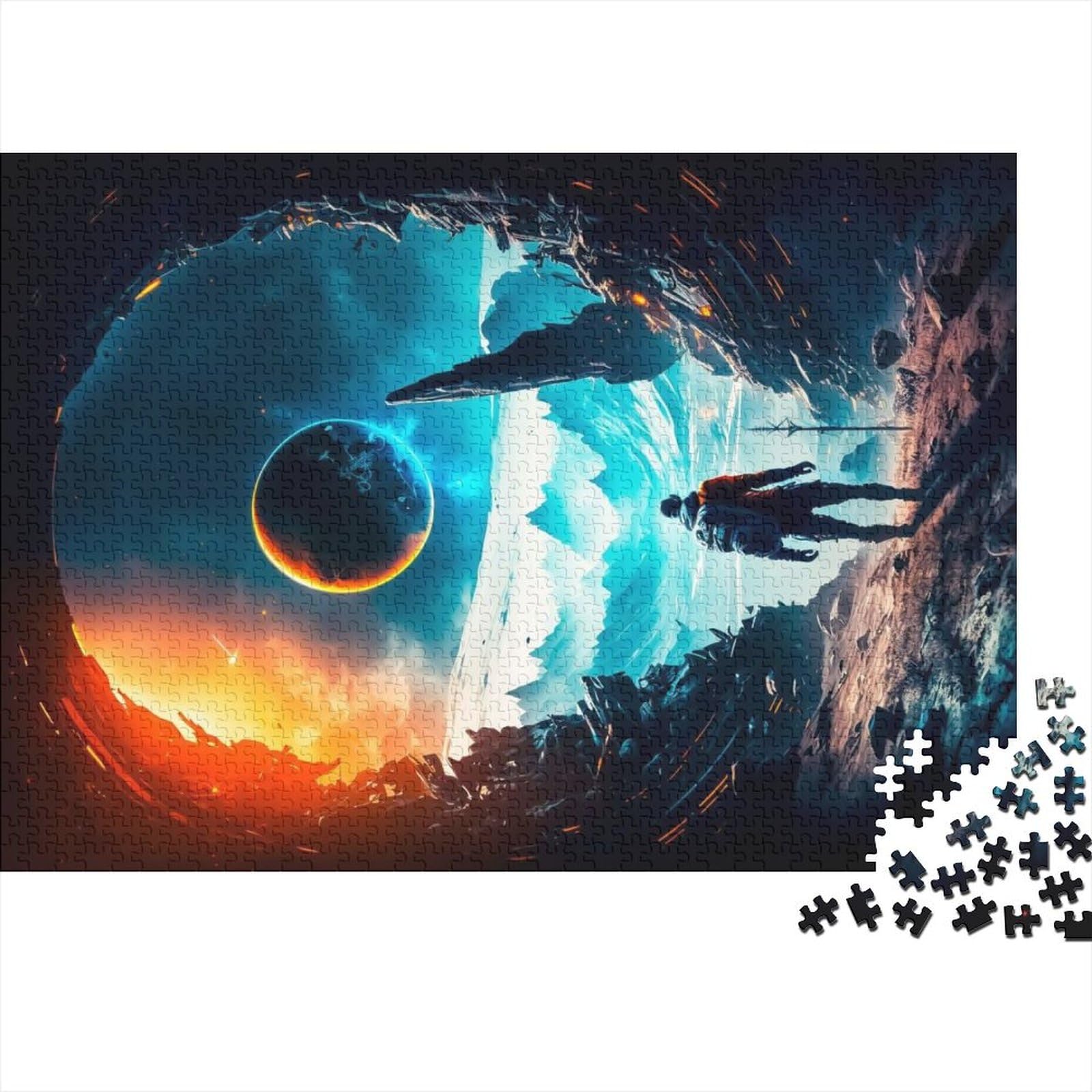 Space Climber 1000 Pieces Jigsaw Puzzles Adults Fun Toy Intellectual Challenge Educational Game Home Decoration Stress Relief Toy Education Game 1000pcs (75x50cm)