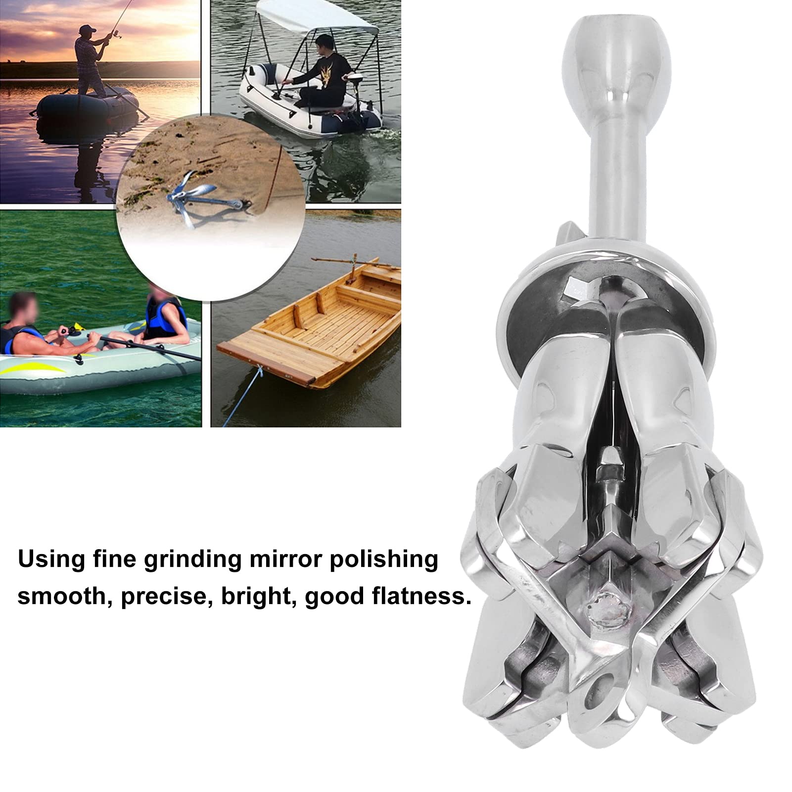 Ancora a Grappino Pieghevole 3,2 kg in Acciaio Inox 316 per Barca Yacht e Imbarcazioni Pratica e Compatta