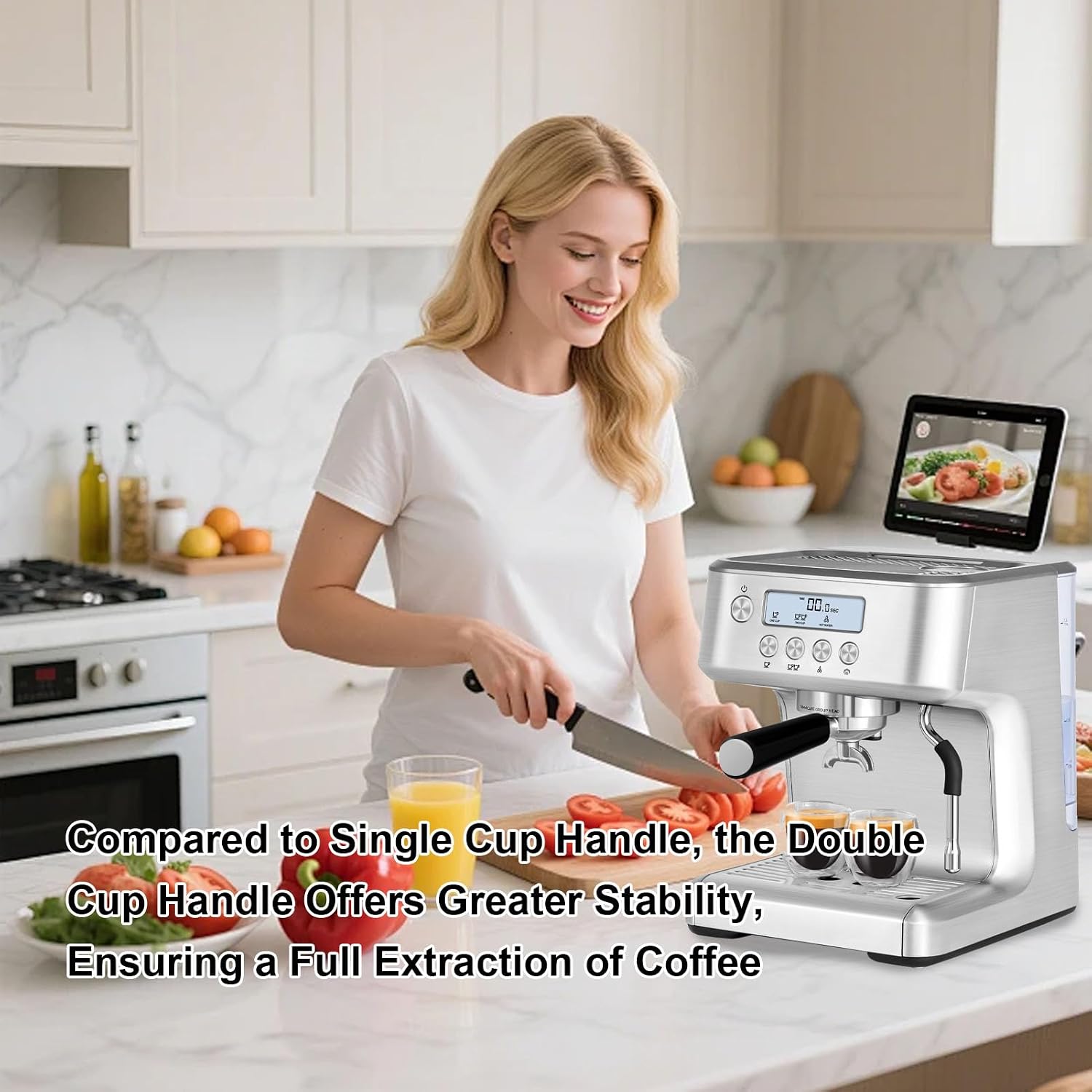 AUNMAS Naked Portafilter, Coffee Portafilter with 3 Spouts for Coffee Machines, 51mm SUS Stainless Steel Ergonomic Grip (Black)