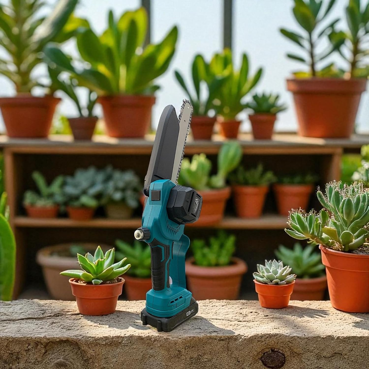 Mini Motosega Potatore con Doppia Batteria 48V Lama 8" con oleatore, registrazione Catena Senza l'utilizzo di utensili Motosega Elettrica per il Taglio del Legno e Giardini DIY
