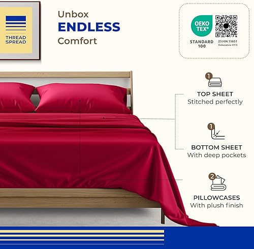 Vista 30 de THREAD SPREAD Juego de sábanas 100% algodón egipcio, tamaño King, 1000 hilos, tamaño King, algodón egipcio, 6 piezas (plateado), bolsillo profundo