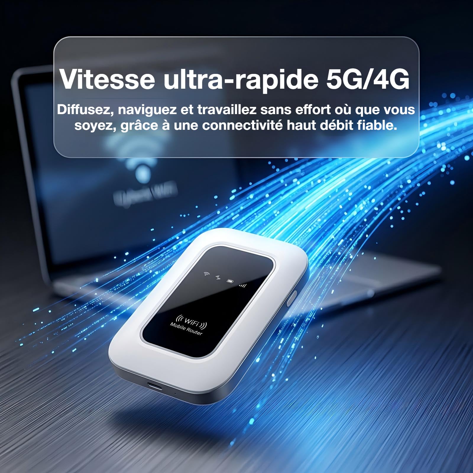 WiFi Portable 5G avec Emplacement pour Carte SIM, prêt à l'emploi, supportant jusqu'à 20 appareils, idéal pour Le Foyer, Le Bureau et Les Voyages