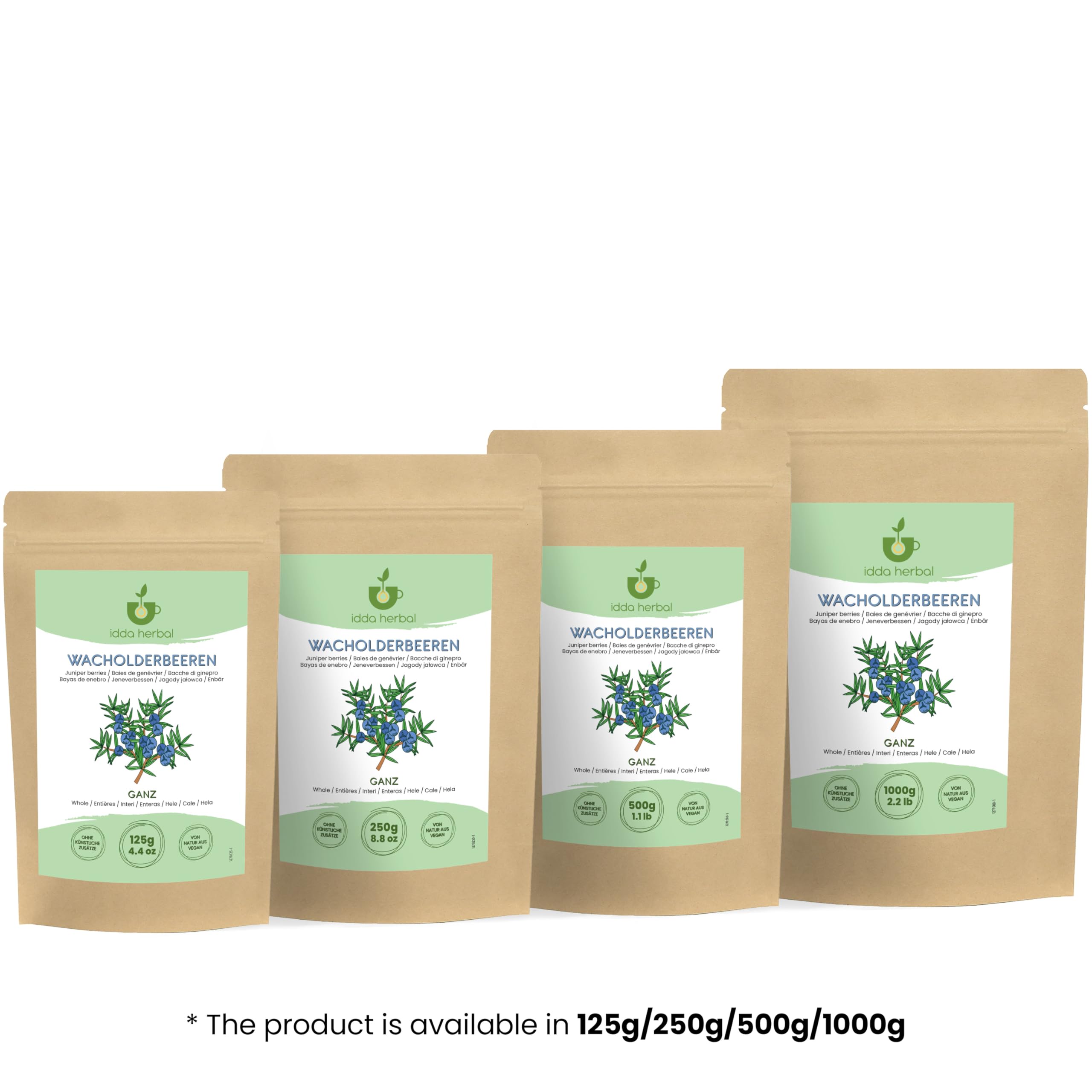 IDDA Herbal Bacche di Ginepro Essiccate 1kg, Ginepro Bacche Intere senza Zuccheri, Frutta Secca