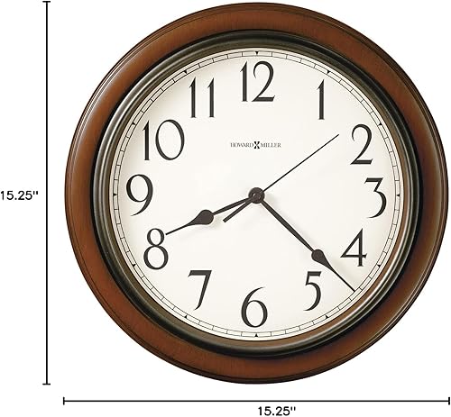 Miniatura 2 de Howard Miller Reloj de pared Genesee II 547-685 - Caja con acabado cereza marrón medio, detalles en gris carbón, decoración moderna del hogar,