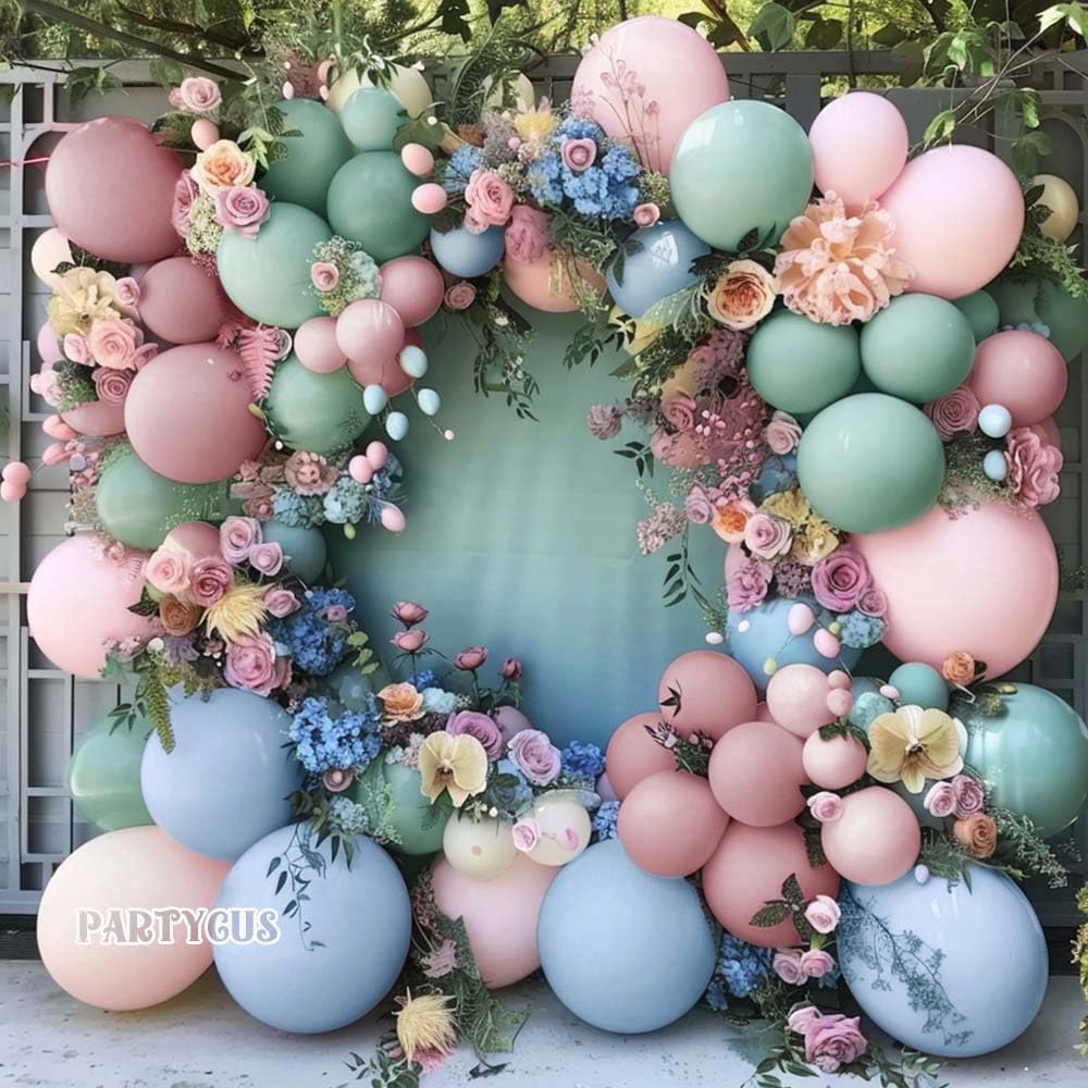 Pink Blue Green Balloon Arch Double Stuffed Dusty Green Baby Blue Blush Mauve Latex Pastel Balloon Garland Kit for Boho Baby Shower Christmas Gender Reveal Floral Birthday Tea Party Decoration