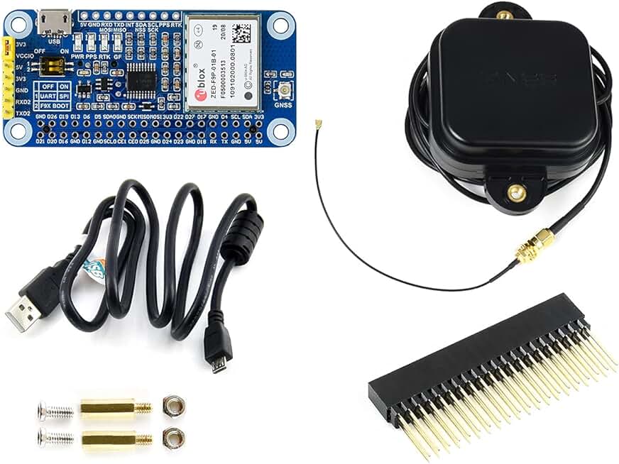 Waveshare ZED-F9P GPS-RTK HAT for Raspberry Pi Centimeter Level Accuracy Multi-Band RTK Differential GPS Module