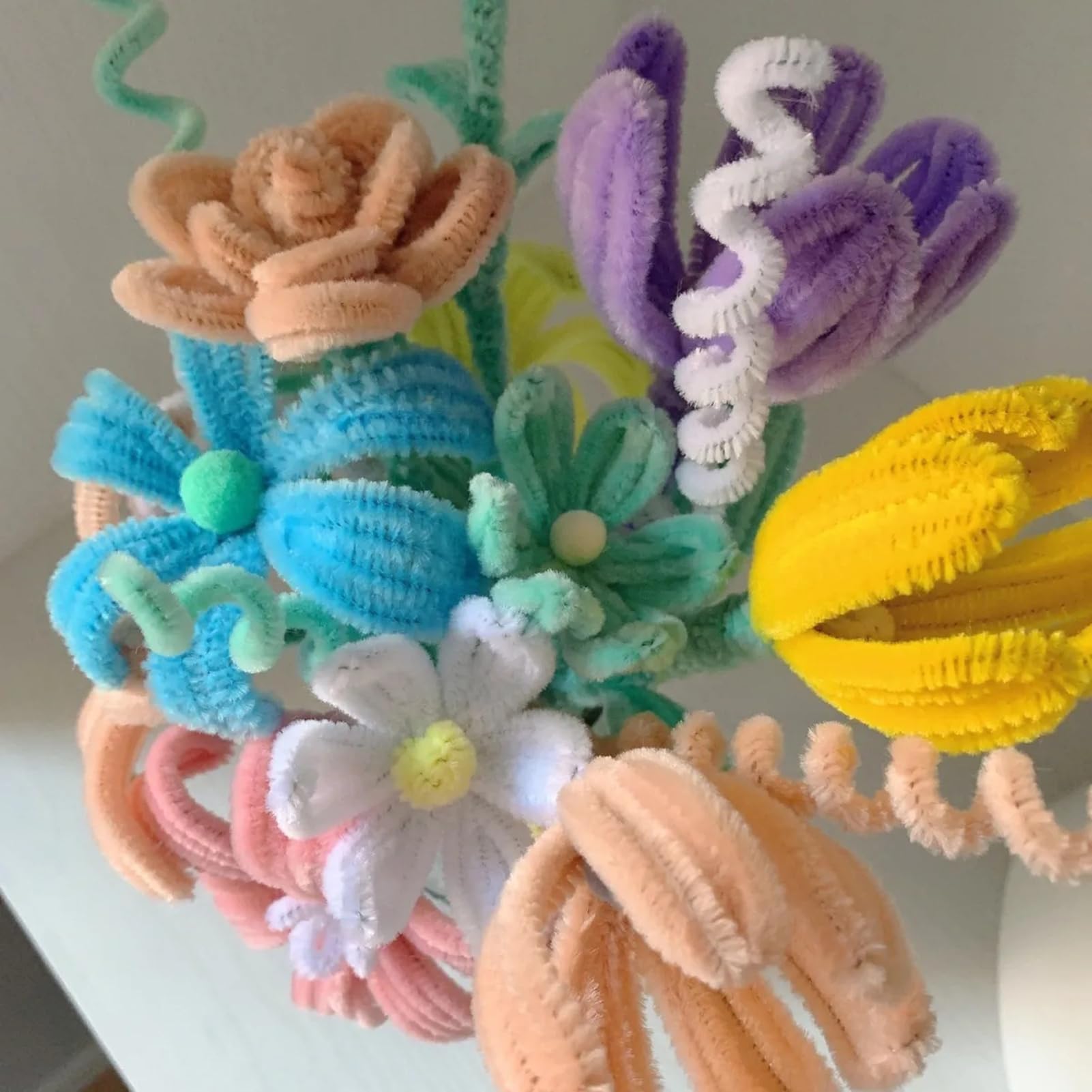 TOAOB 100pcs Tiges de Fils Chenille Colorés Cure Pipes Cleaner avec