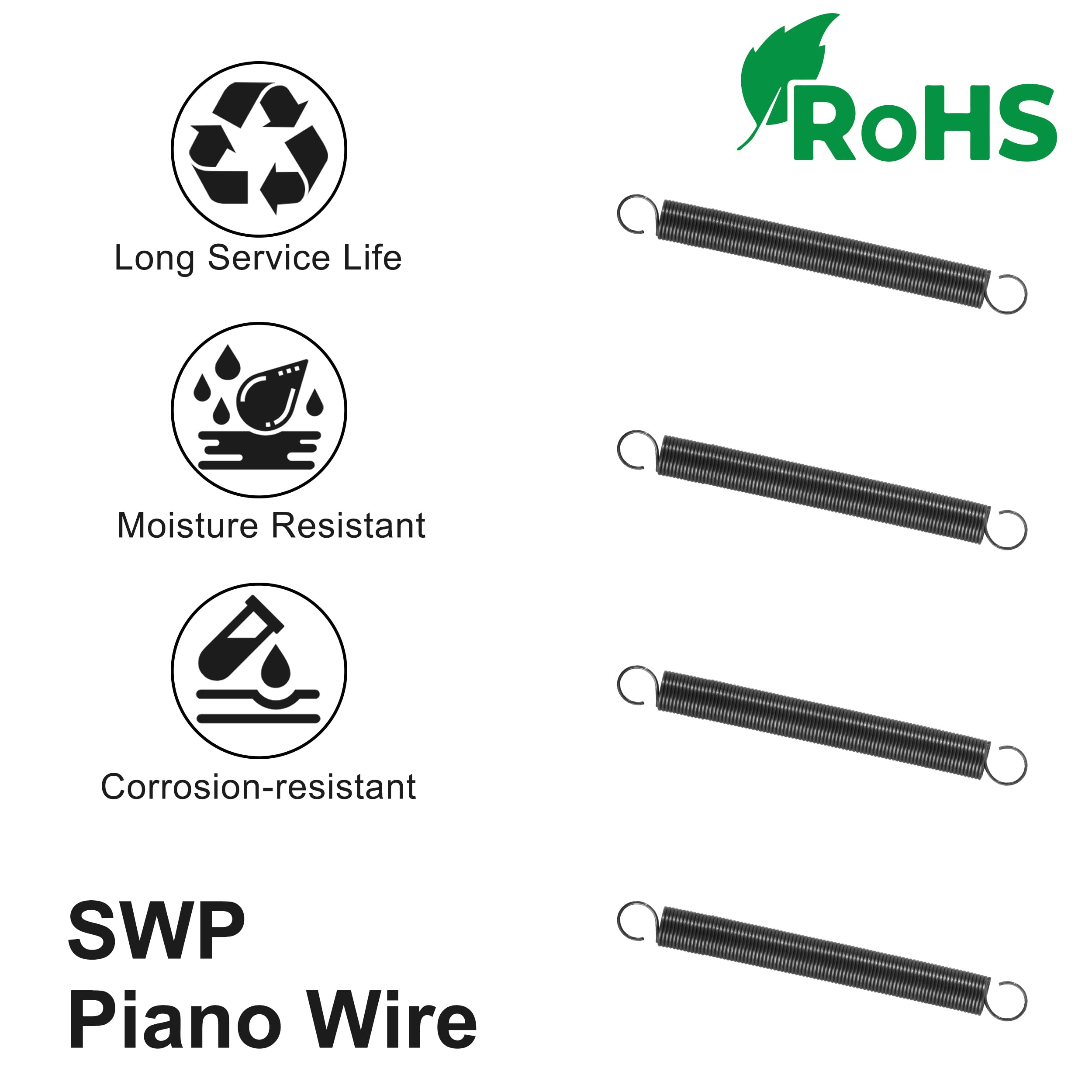 Resortes de Extensión 40mm Muelles de Tensión Gancho Alambre Piano 4mm 0,35mm 0,2KG 20 Piezas