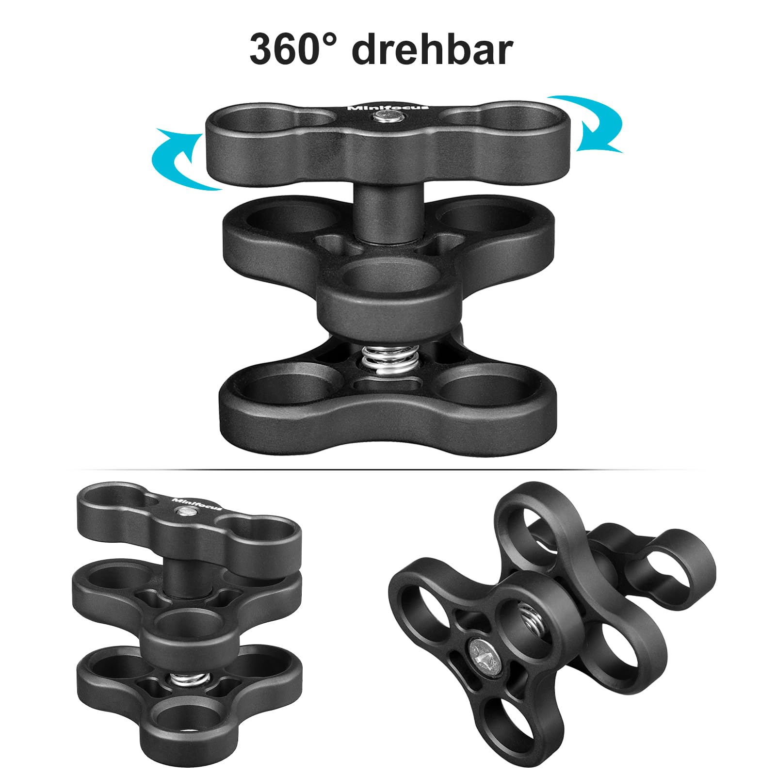 2PCS 1'' Aluminium Triple Holes Ball Clamp Mount für Unterwasser Tauchen Licht Arme Tray System, Fotografie Tauchen Kamera, 360° Clip für GoPro Action Kamera Taschenlampe Arms System