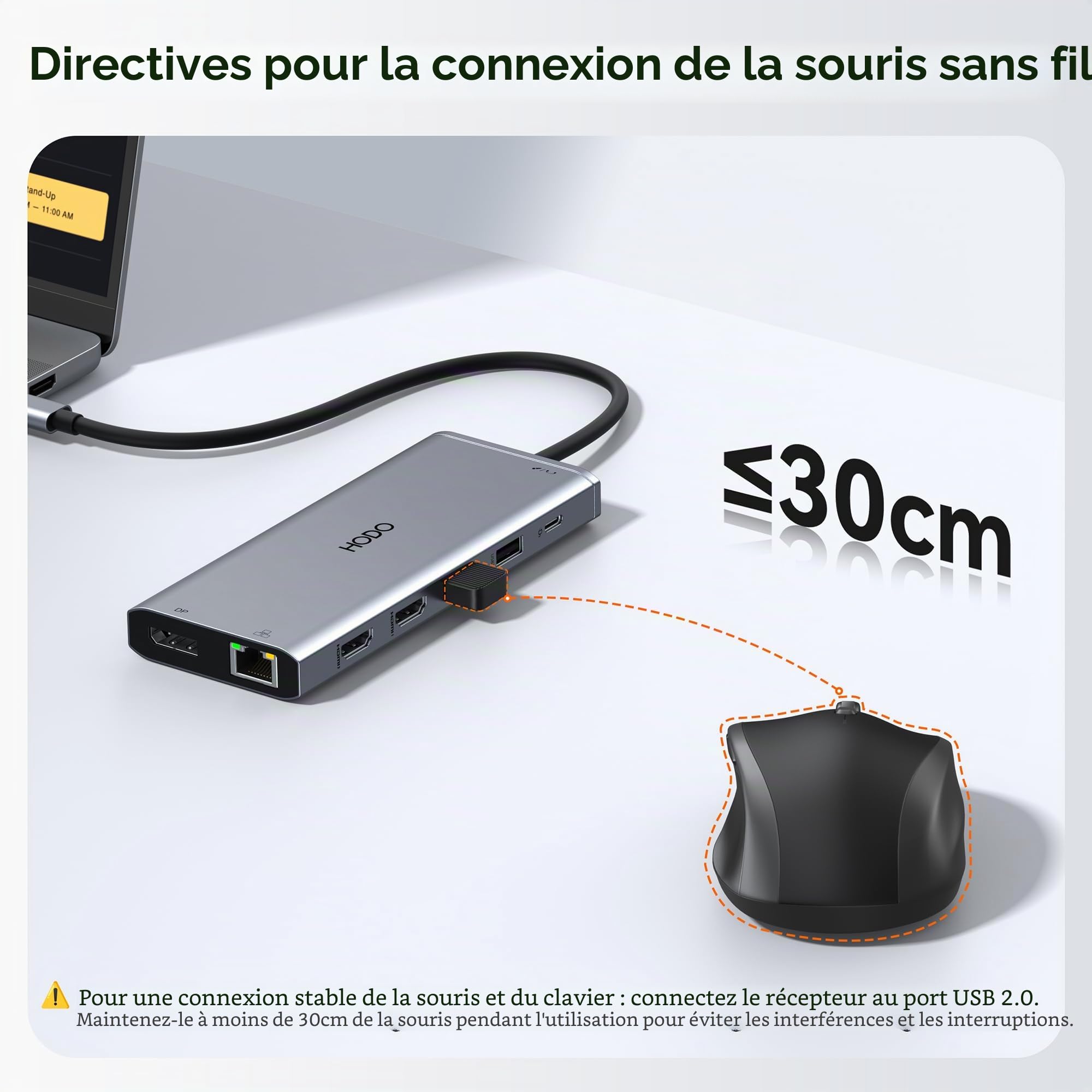 Station d'accueil pour ordinateur portable 2 écrans, station d'accueil USB C Hub adaptateur 14 en 1 avec double HDMI, port de données 10 Gbps, DisplayPort, Ethernet, PD, USB, SD TF, audio 3,5 mm