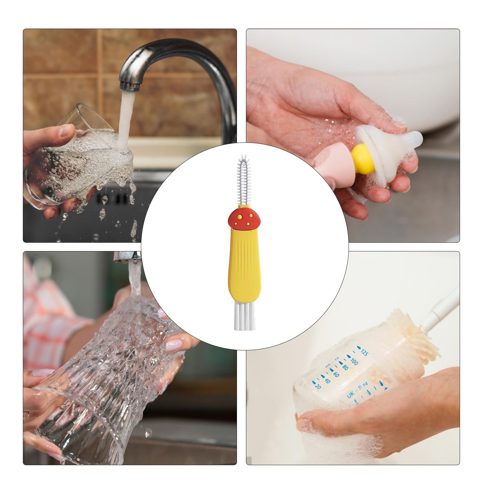 Spazzola Per Bottiglie Con Impugnatura - Pulitore Capezzoli E Biberon - Foto 6