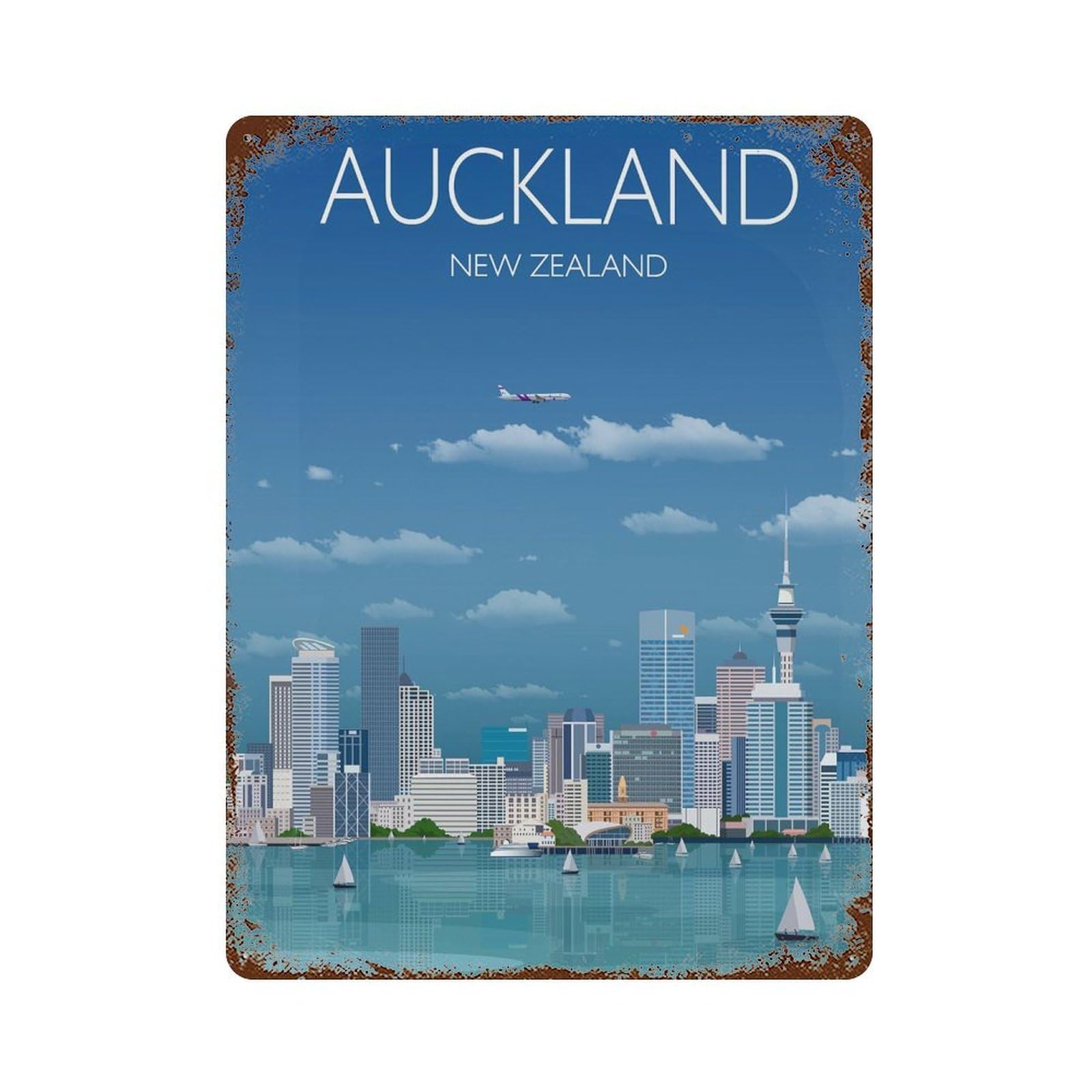 xiaoxiaoshen Travel of Auckland New Zealand Wall Decor Art Metal Tin Poster Modern Home Decor Art Home Bar Shop Decorations Vintage Sign 40x30cm