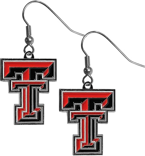 NCAA Siskiyou Sports Texas Tech Red Raiders - Aretes colgantes cromados para mujer, talla única, colores del equipo