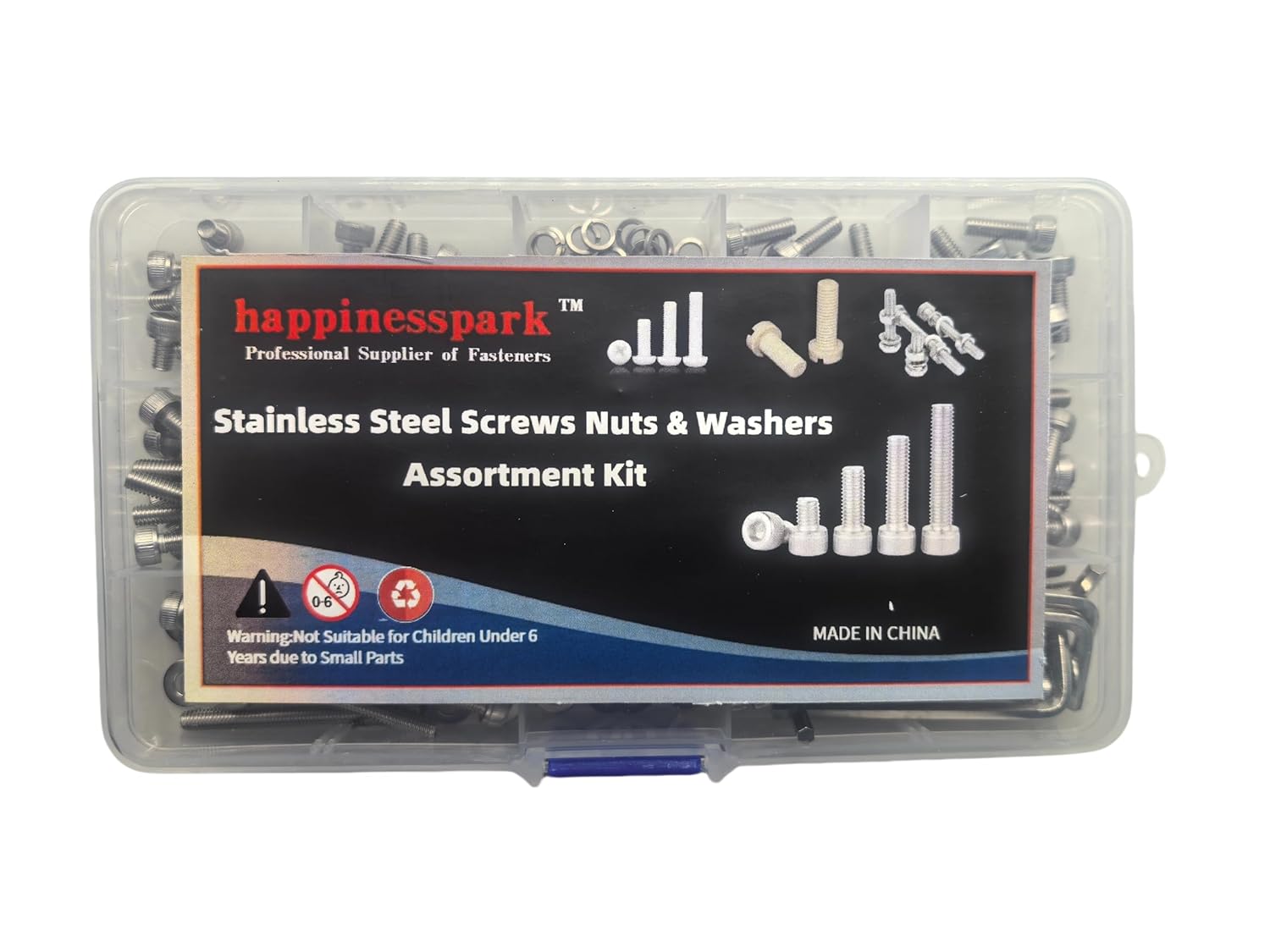 316 Stainless Steel Metric Screw Nut Washer Kit - M4 Hex Socket Cap Head Screw Multiple Length 6-50mm with Nut Flat and Spring Washer Total 250pcs Assortment A4 Corrosion Resistant
