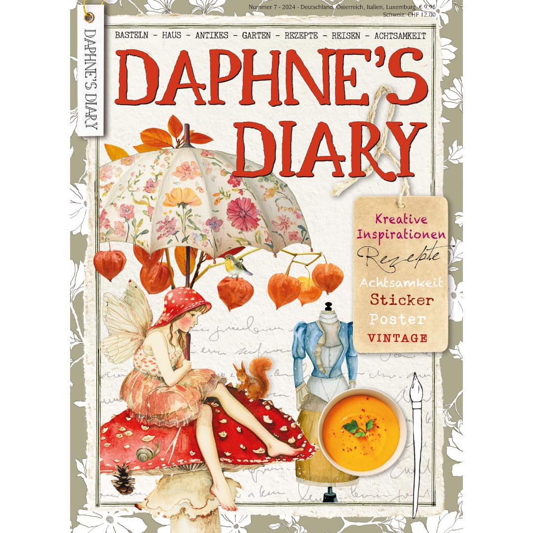 Daphne's Diary Magazyn #7 2024 (niemiecki) | kreatywny podręcznik do rzemiosła artystycznego | interaktywny dziennik do uważności, kolorowania, sztuki, gotowania, podróży | pełen kreatywnych