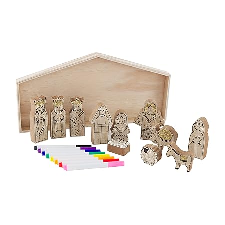 Mud Pie DIY Wood Nativity Set, Wood