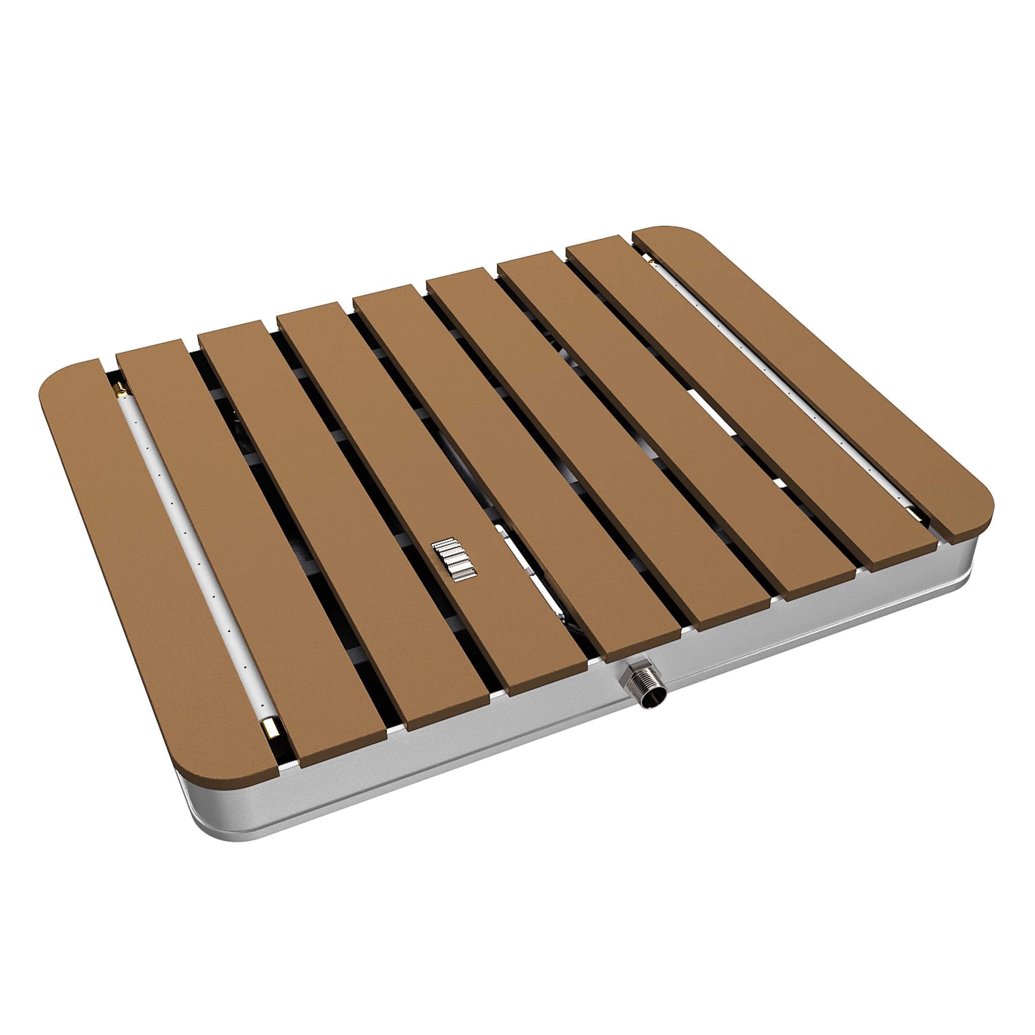 XMTECH WPC - Ducha de jardín antideslizante para exteriores, ducha de camping, ducha exterior, cartucho de sauna, 70 x 55 cm, rectangular, para camping, jardín, piscina, ducha con rueda de pie