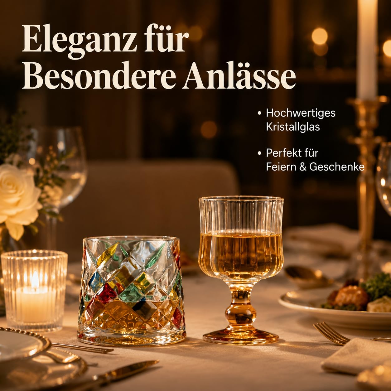 predolo Handbemalte Weingläser Set, Farbige Trinkgläser handgemalt, Geschenkbox für Weiß- & Rotwein, für Dinnerparty & gesellige Abende, Klassische helle Farbe