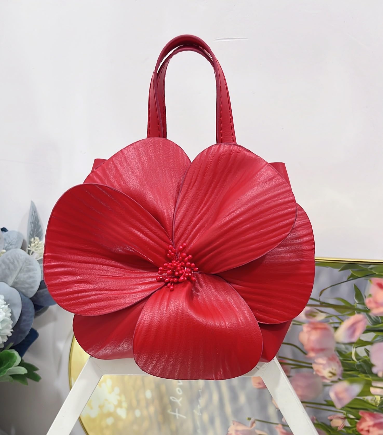 Bolso de mano floral de piel sintética, mini bolsa de fiesta, perfecto para bodas, bailes, regalos para mujeres