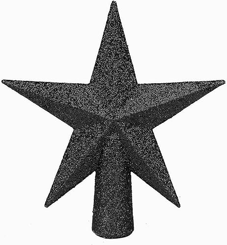 YYCRAFT Decoración navideña para árbol de estrella con purpurina, 6 pulgadas, color negro