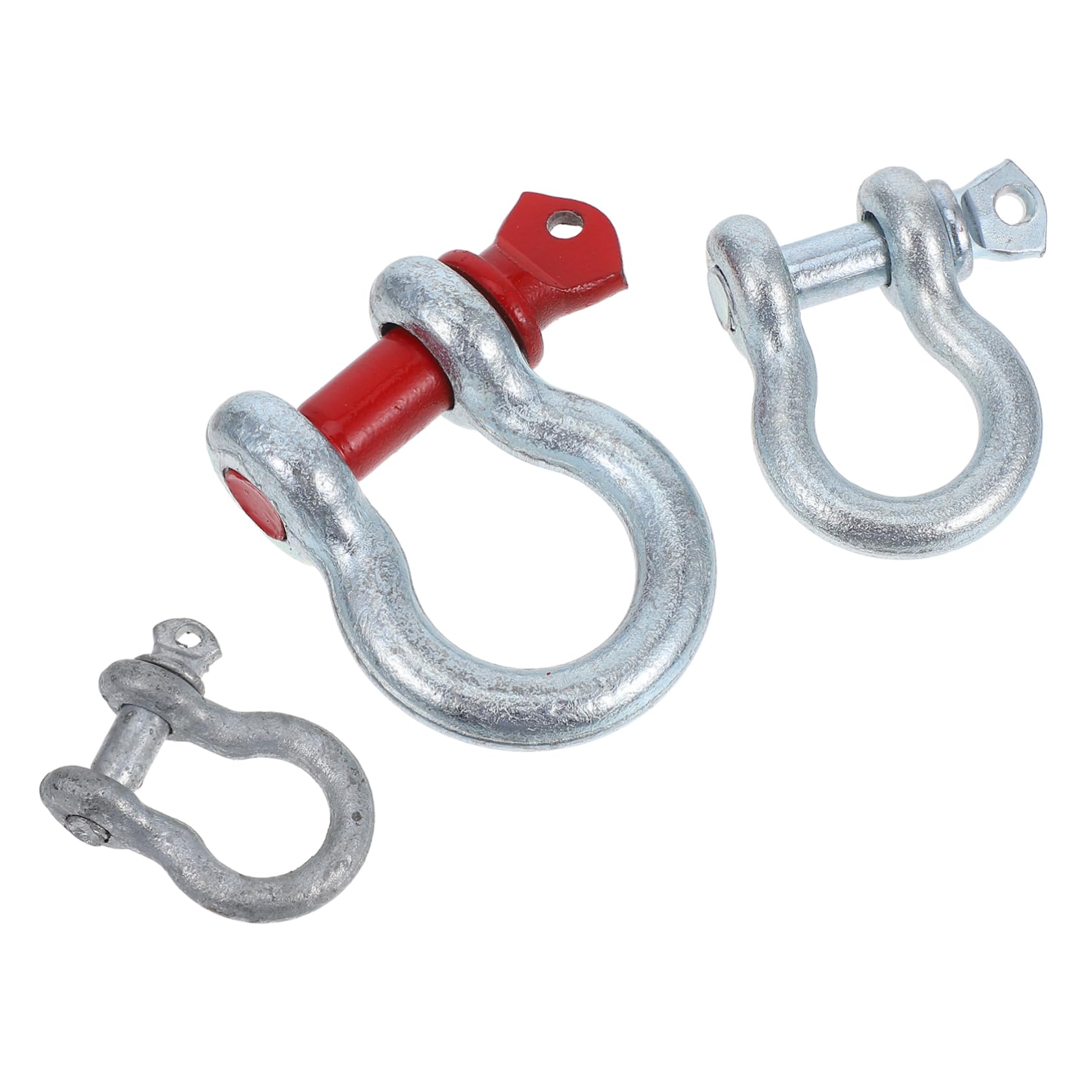 Unomor Galvanized Hook Buckle Shackles 3/8'' 1/2'' Double Hole Bow Shackles for Vehicle Recovery Tow Strap Rigging