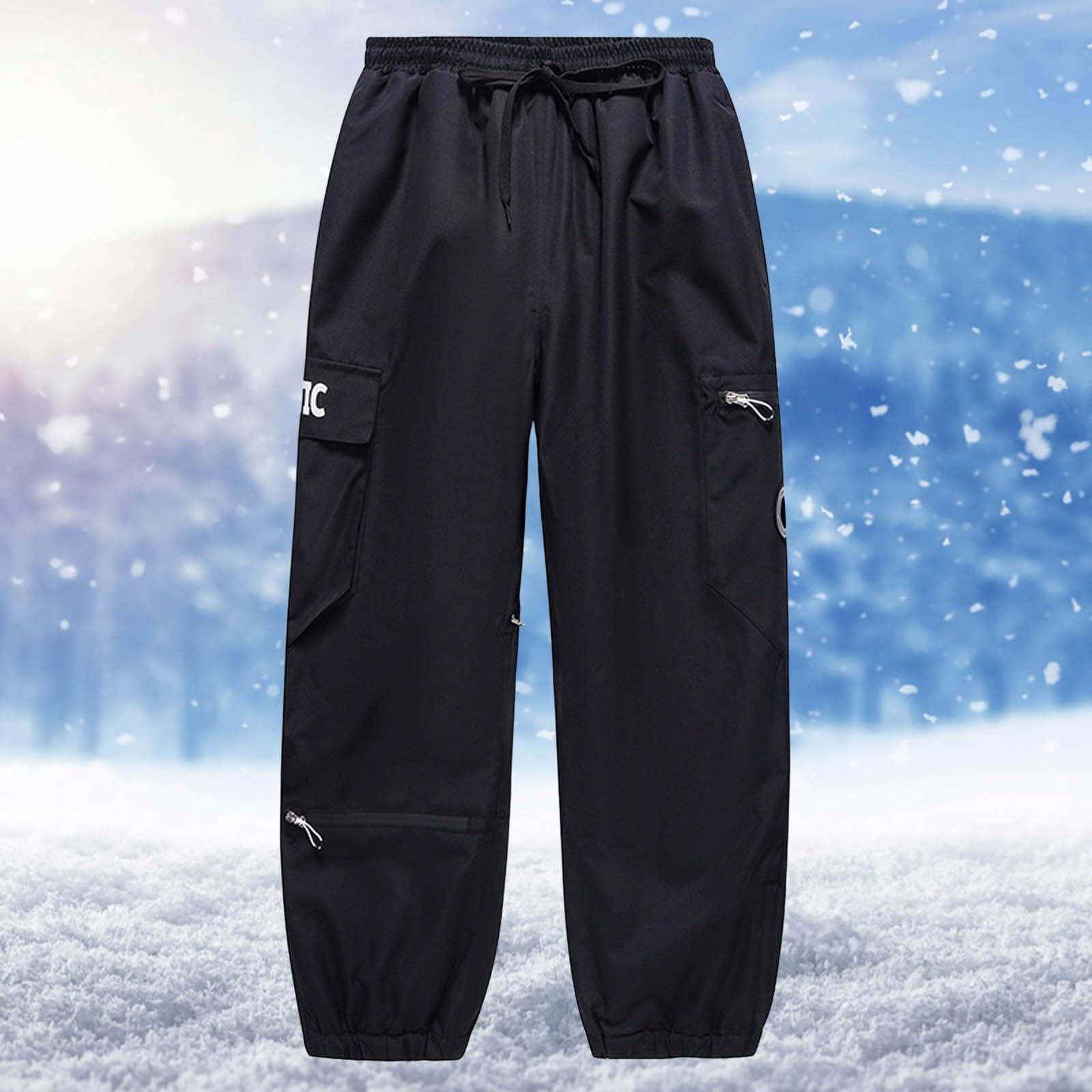 Pantaloni da neve da donna, invernali, impermeabili, con elastico, baggy caldi, da snowboard, a vita alta, per attività all'aria aperta, da allenamento, antivento, da trekking, in tessuto