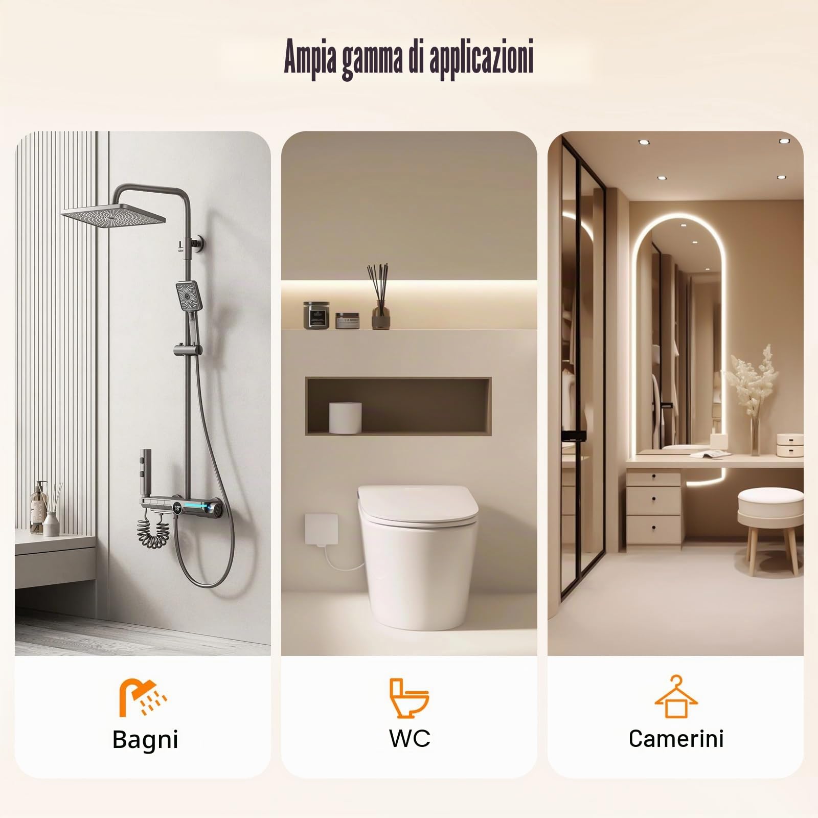 Bastone per Doccia a Forma di U - Barra Doccia Curva in Acciaio Inox - Estensibile - Rack per Tenda Doccia Curva Angolo - Senza Perforazione