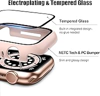 Vista 2 de Paquete de 2 fundas con protector de pantalla de vidrio templado para Apple Watch Series 3/2/1 de 38mm, JZK protector delgado con cobertura