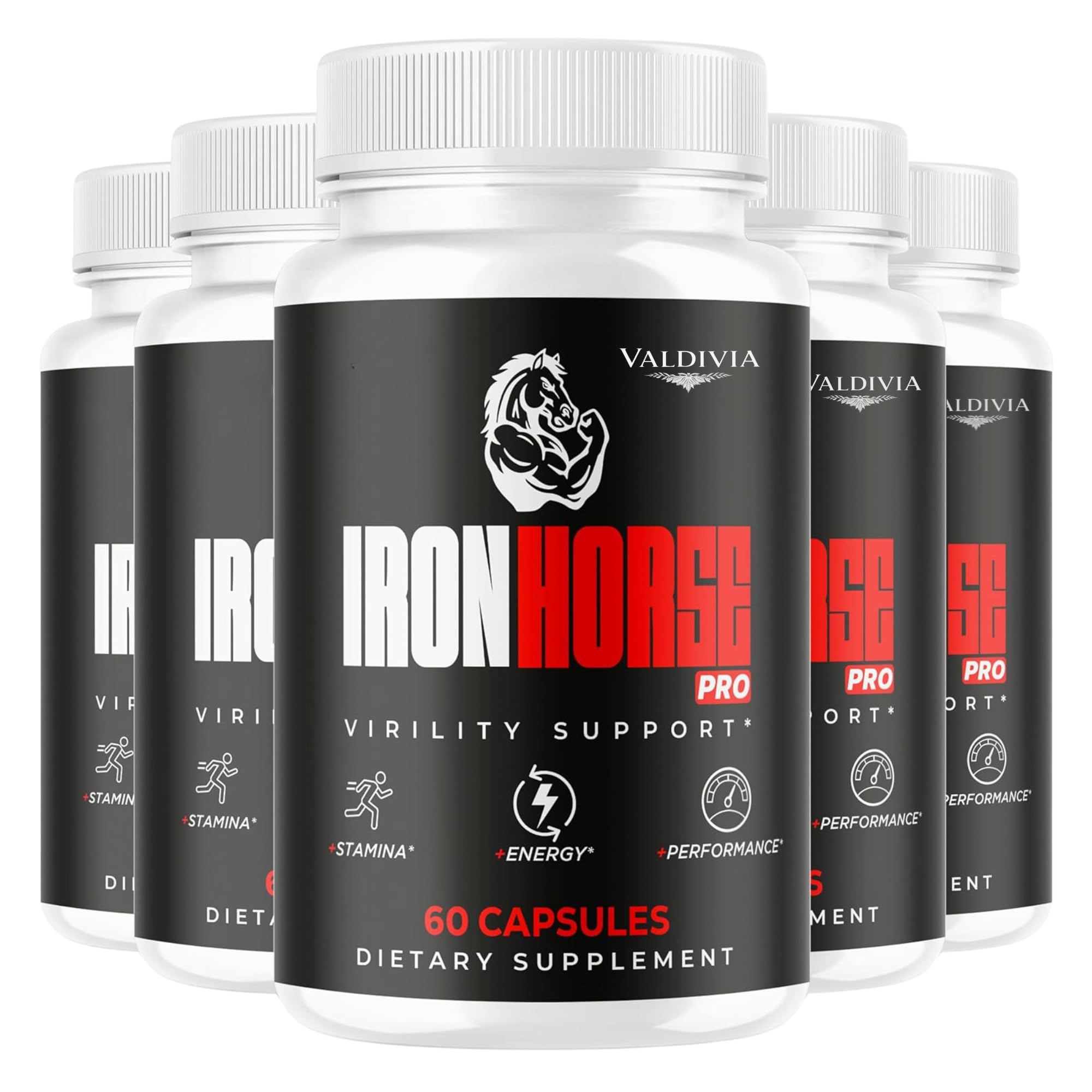 (5 Pack) Iron Horse Pro Supplement Pills - Official IronHorse Pro Advanced Formula Support Capsules - Maximum Strength, Natural Iron Horse Pro for Overall Health & Wellness, 300 Capsules for 5 Months