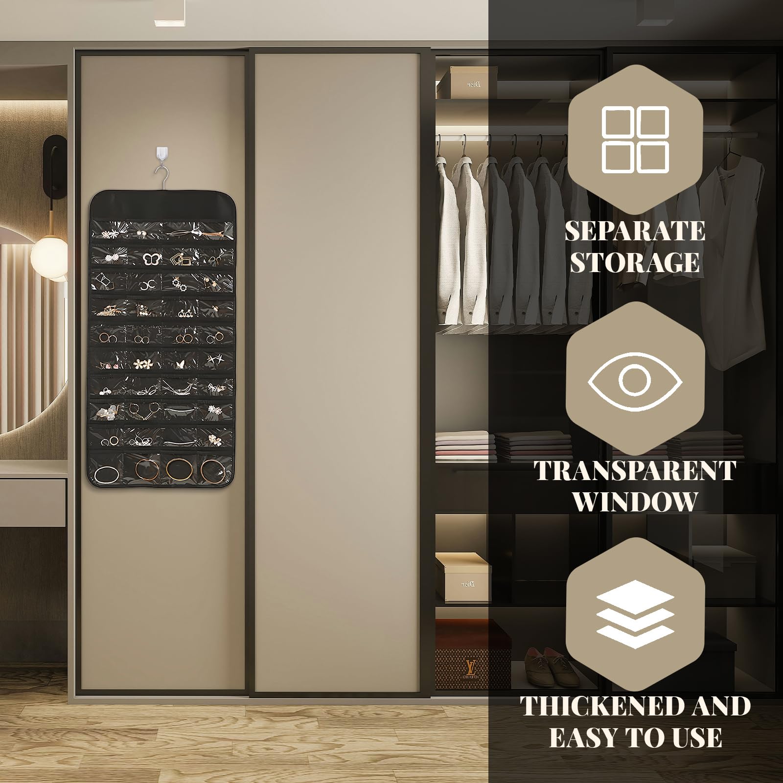 Armoire A Bijoux Sac Suspendu De Rangement RAYEN Double Face Pour