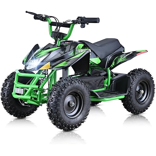 4 Wheeler Electric ATV for Kids, 36V Electric Quad with Adjustable Speed, Dual Suspension, and Disc Brake for Kids Ages 6+ (Green01)