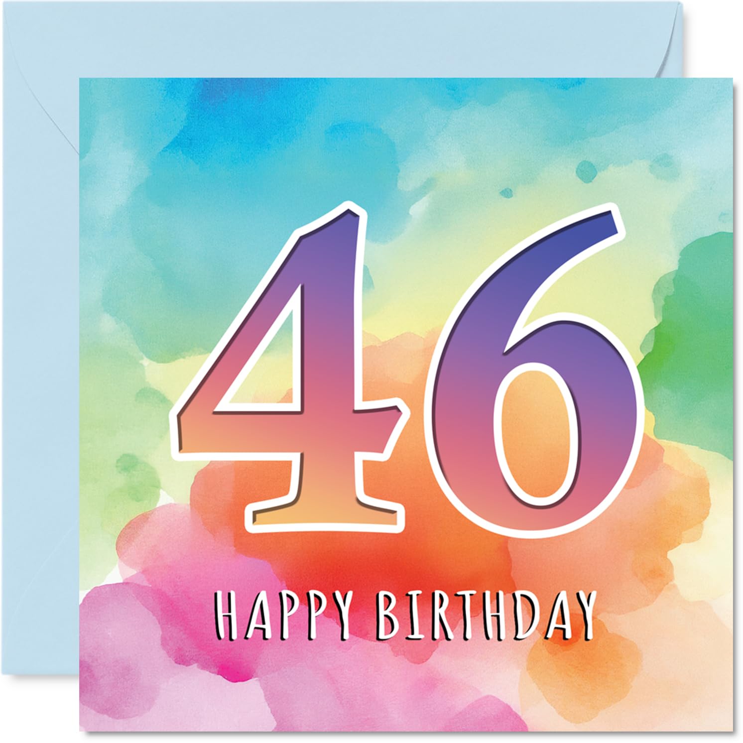 46th Birthday Cards for Women and Men, Colourful Watercolour Age