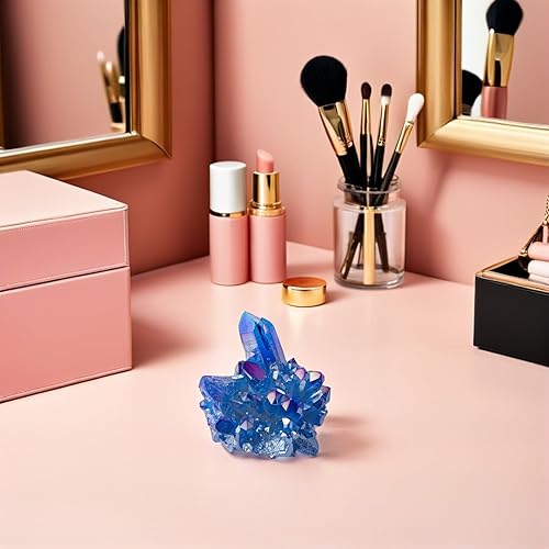 Miniatura 9 de DECHOUS Geoda de racimo de cristal natural, geoda de cuarzo azul crudo, pequeños cristales curativos para decoración del hogar, curación, meditación