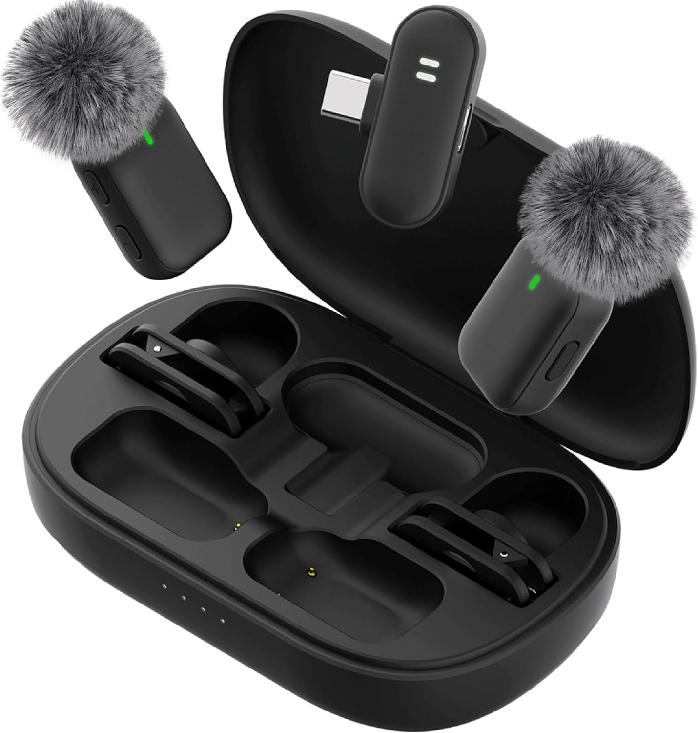 Wireless Lavalier Microphone, Clip-On Lapel Mic for iPhone Android with Noise Cancelling, Professional Mini Microphone for Recording, Podcast, Streaming, YouTube, Vlog, Portable & Easy to Use