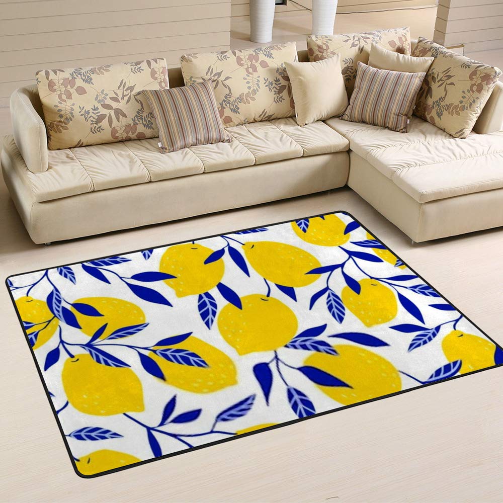 Tapis en microfibre polaire anti-boulochage CHEHONG jaune et bleu