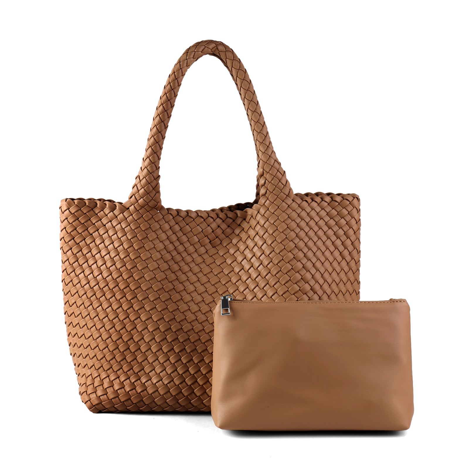 Ann Bully Woven Vegan Leather Tote Bag - Large Retro Handmade Shoulder Bag For Beach, Travel - View #7