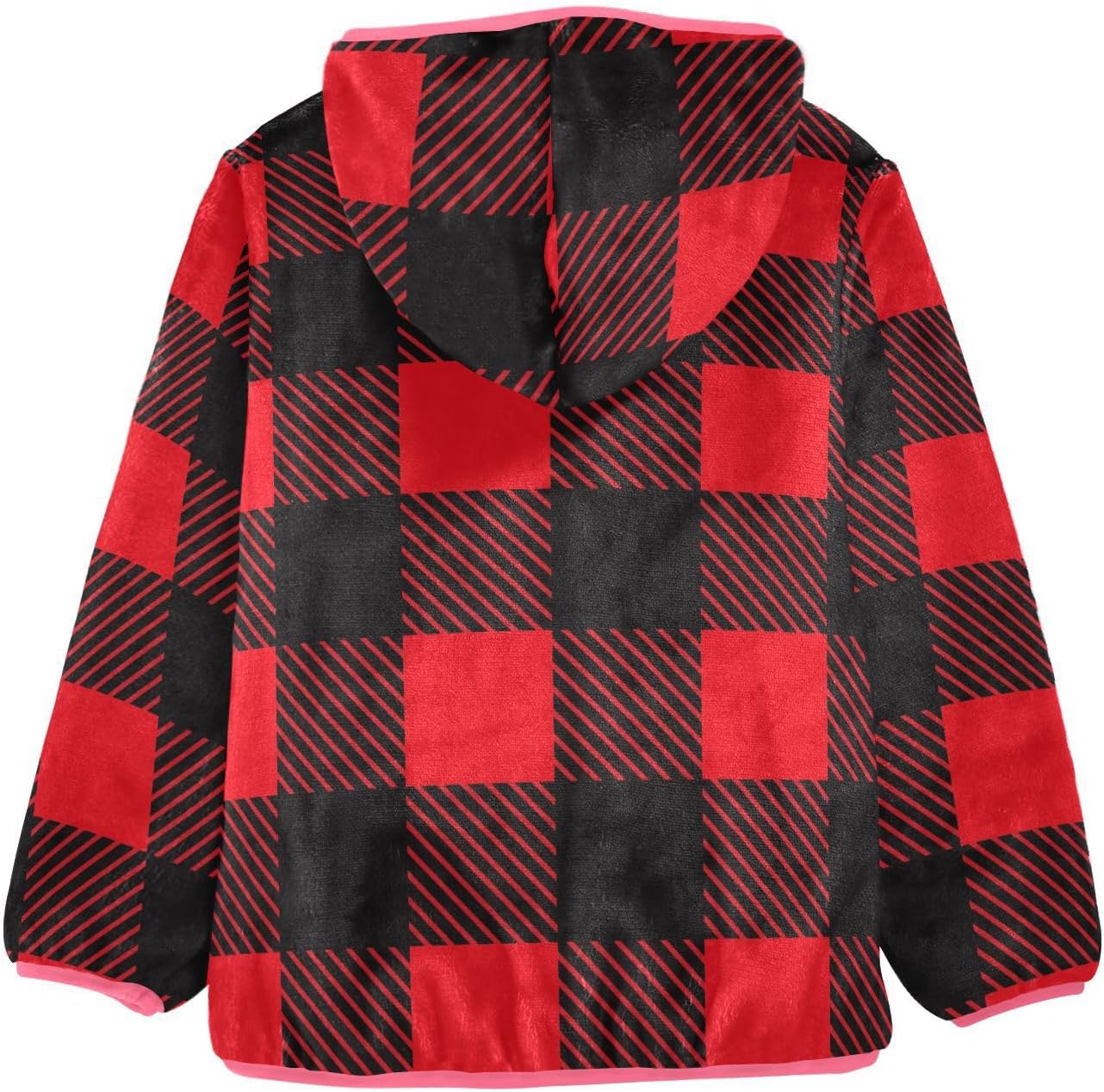 GuoChe Red Black Plaid Hooded Fleece Jacket Baby