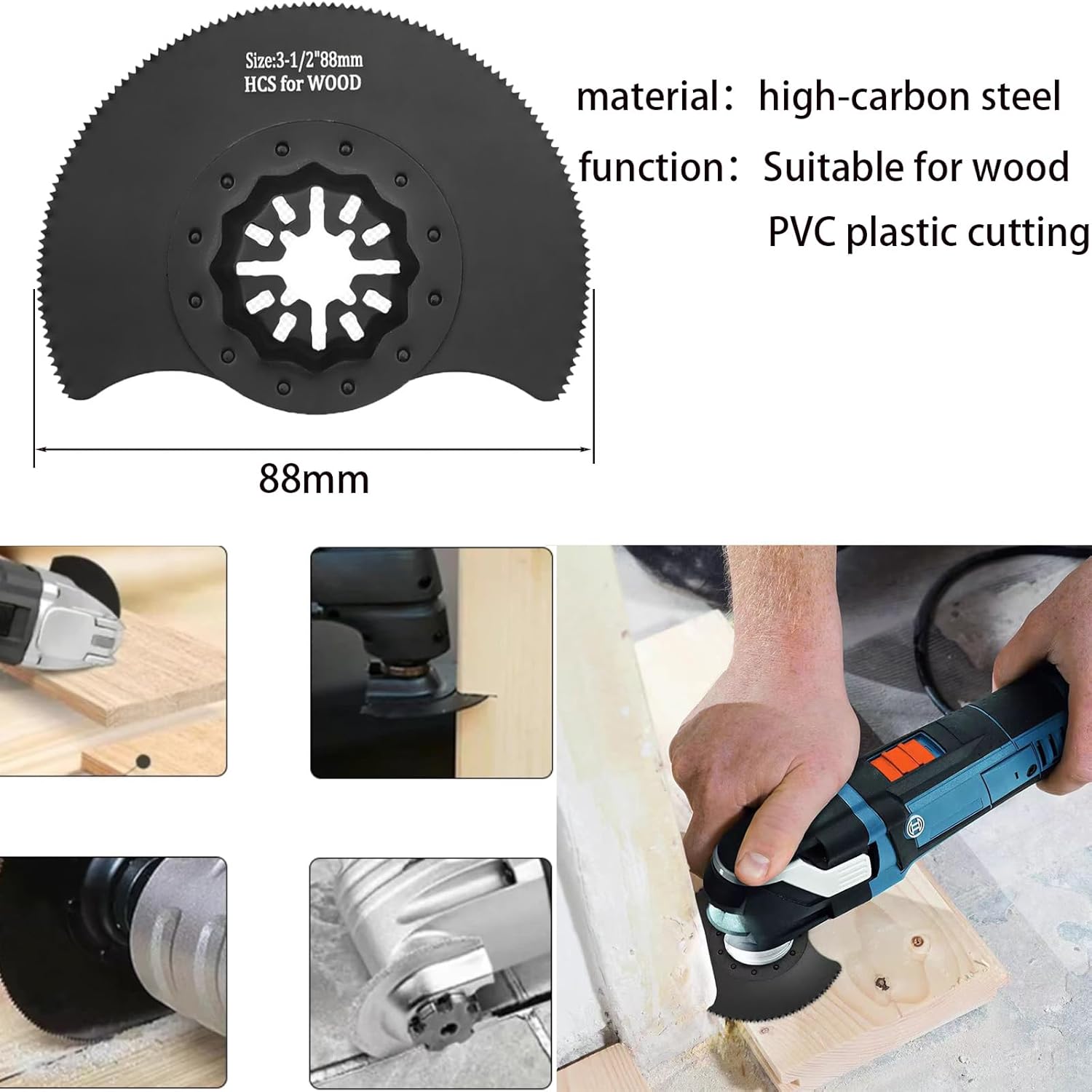 24-Piece Oscillating Multi-Tool Blade Set, Universal Quick Release, High-Carbon Steel Blades for Wood, Metal, PVC, 3-1/2 inch
