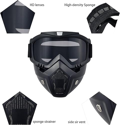 Miniatura 4 de Máscara facial de motocicleta de cara completa, gafas de bicicleta de tierra motocross, ATV, todoterreno, gafas de conducción y carreras para