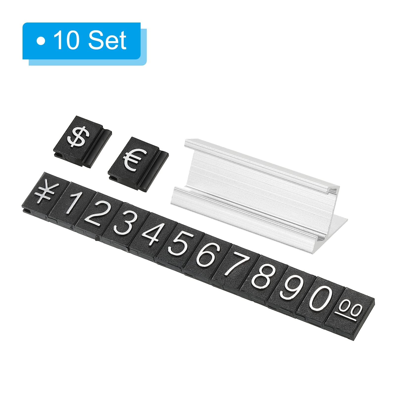 PATIKIL Price Cube Display Price Blocks Adjustable Removable Number Price Stand Silver Tone Counter Price Display for Retail White on Black Hundred Digit - Image 3