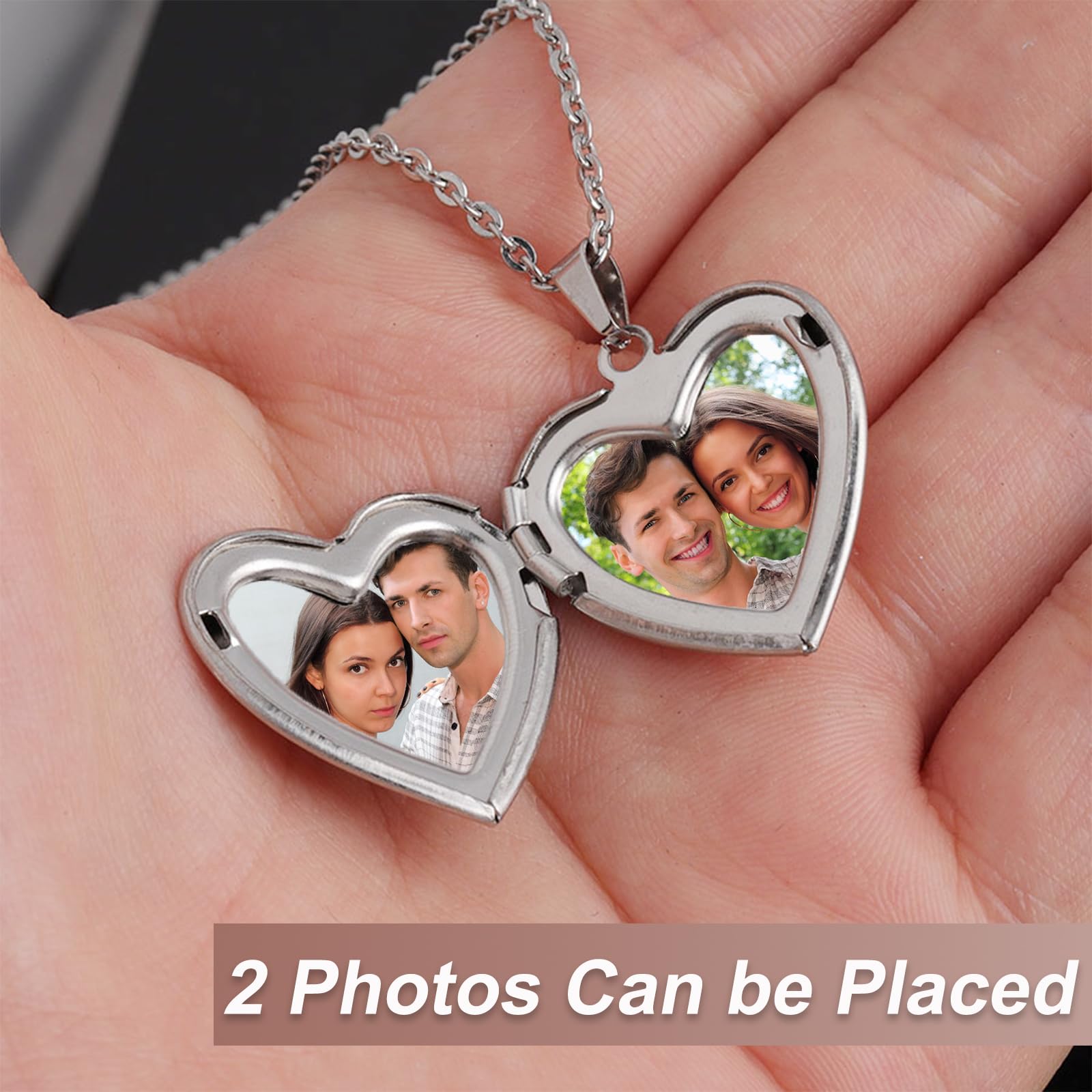 Collana con Ciondolo dell'Amicizia a Cuore con Foto - Collana Regalo Personalizzata con Catena Fotografica per Ragazze e Ragazzi, Catena con Amuleto Foto da Aprire, Ciondolo Memoria