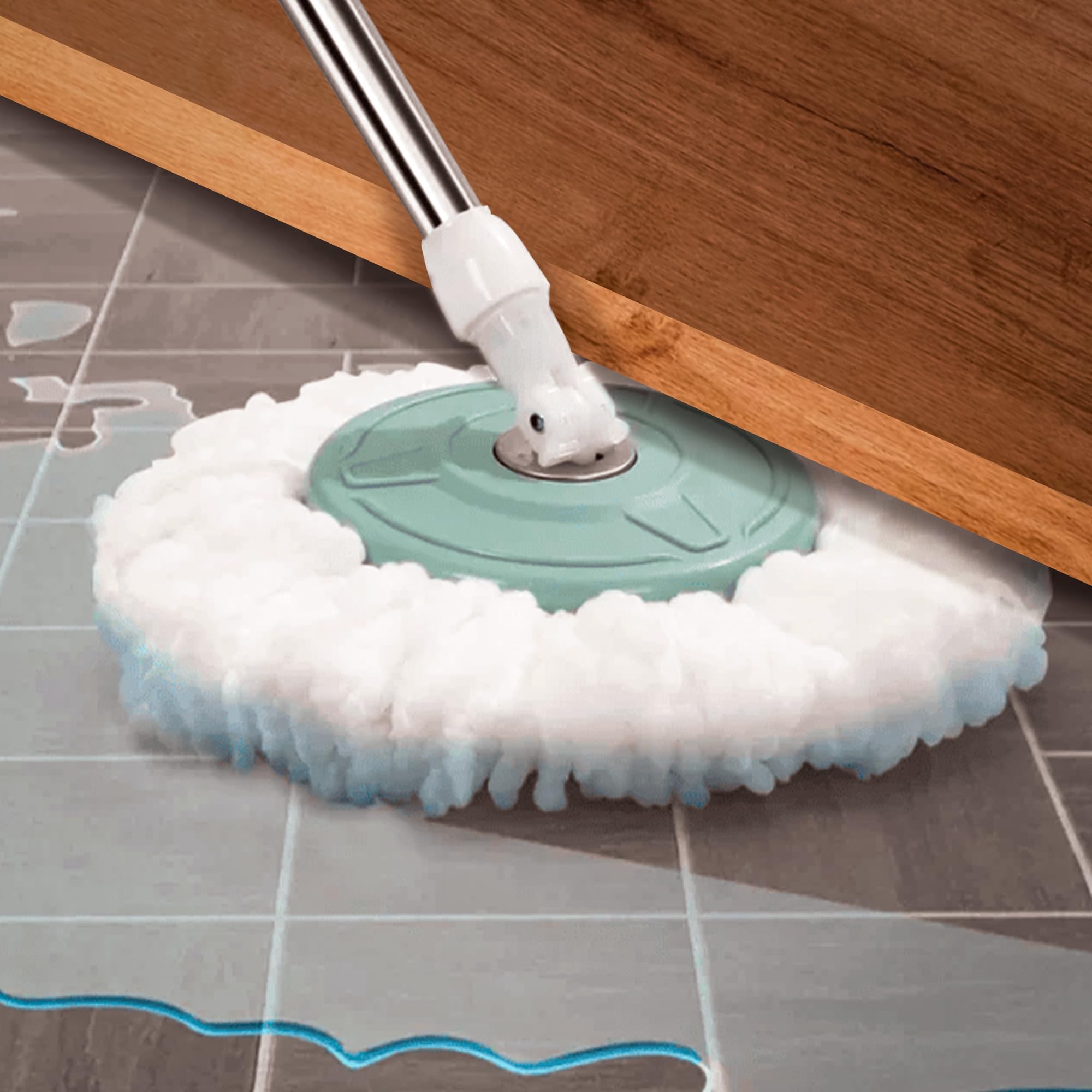 JUPPLIES Cubo Fregona Autoescurrible Giratoria 360º con Cabezal de Microfibra Mango Telescopico