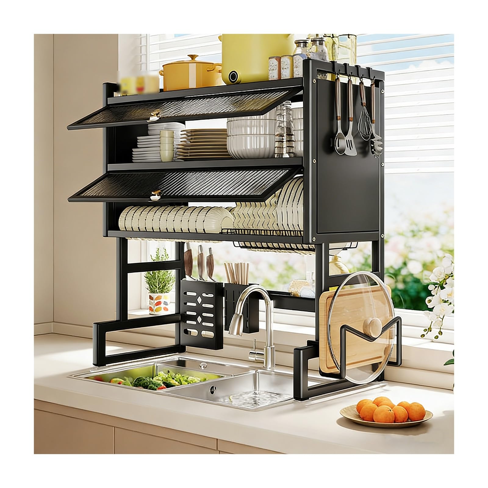 Sink Caddy Dishwasher Rack Dish Drainers for Kitchen Counter Easy to Assemble with Large Storage Capacity Suitable for