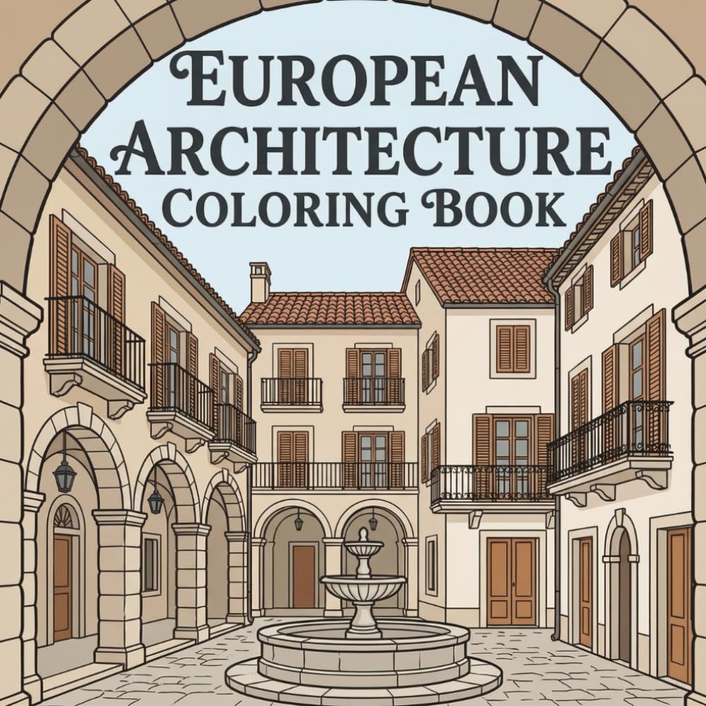 European Architecture Coloring Book: 36 Unique European Architecture Coloring Pages to Unleash Your Creativity