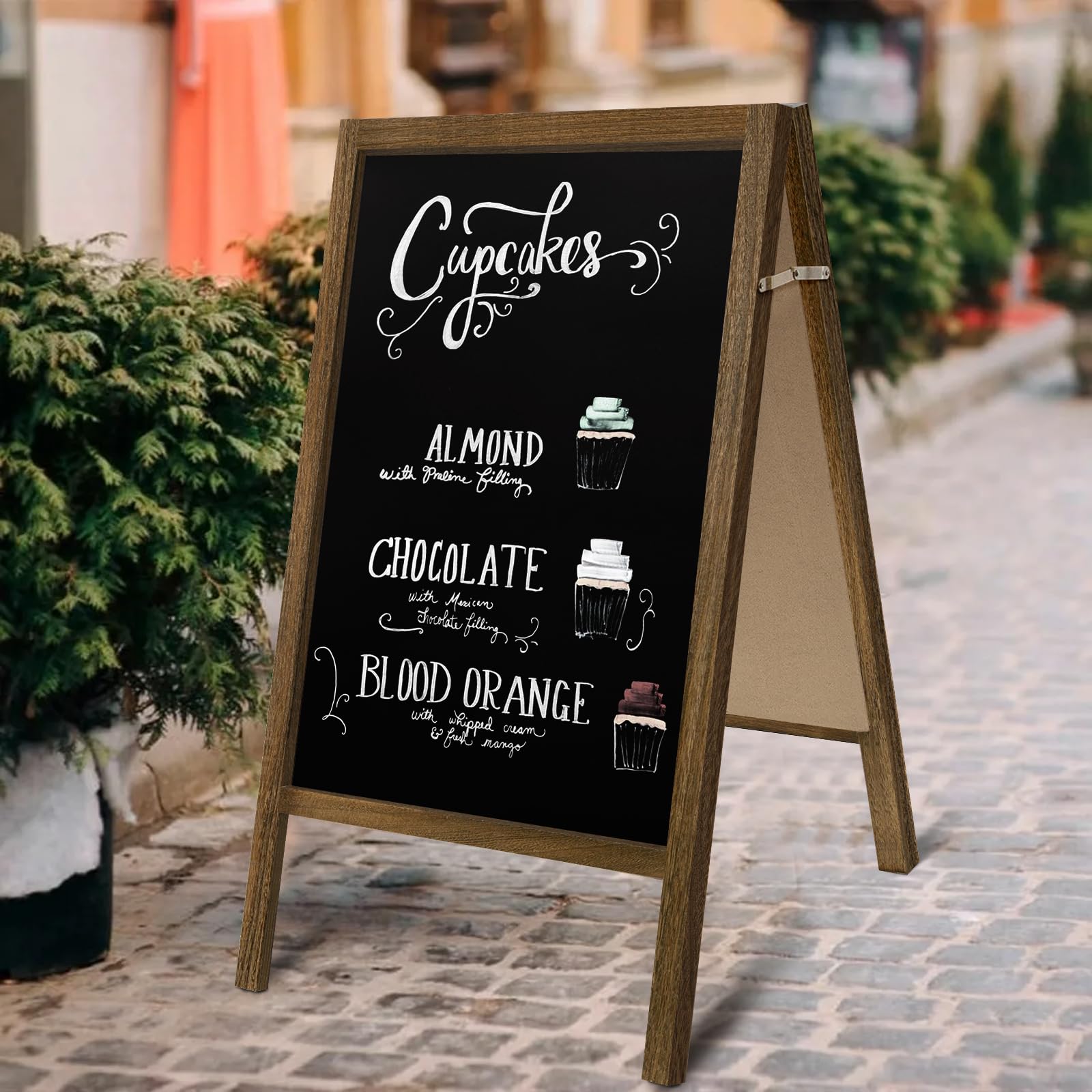 TEAKMAMA A Frame Chalkboard Sign, 40"x20" Extra Large Chalk Board Double-Sided Sidewalk Sign Sturdy Sandwich Menu Board for Restaurant Coffee Shop and Wedding, Brown