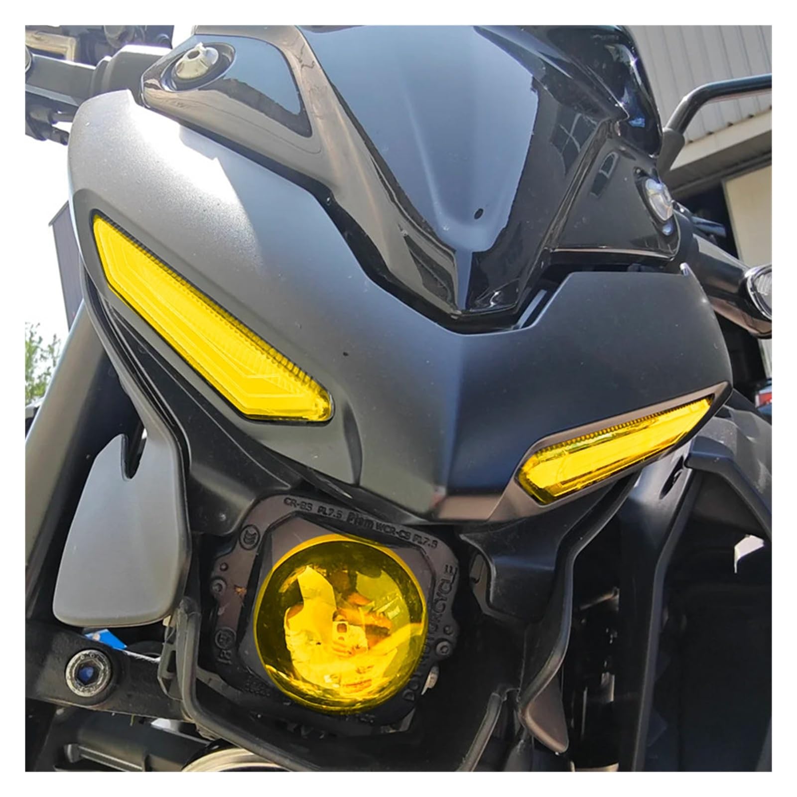 osłona reflektora motocykl Dla YAMAHA MT-03 MT 03 MT03 Motocykl Zmodyfikowana Osłona Reflektora, Folia Ochronna Zmieniająca Kolor, Soczewka Reflektora metalowy retro grill(Gray)