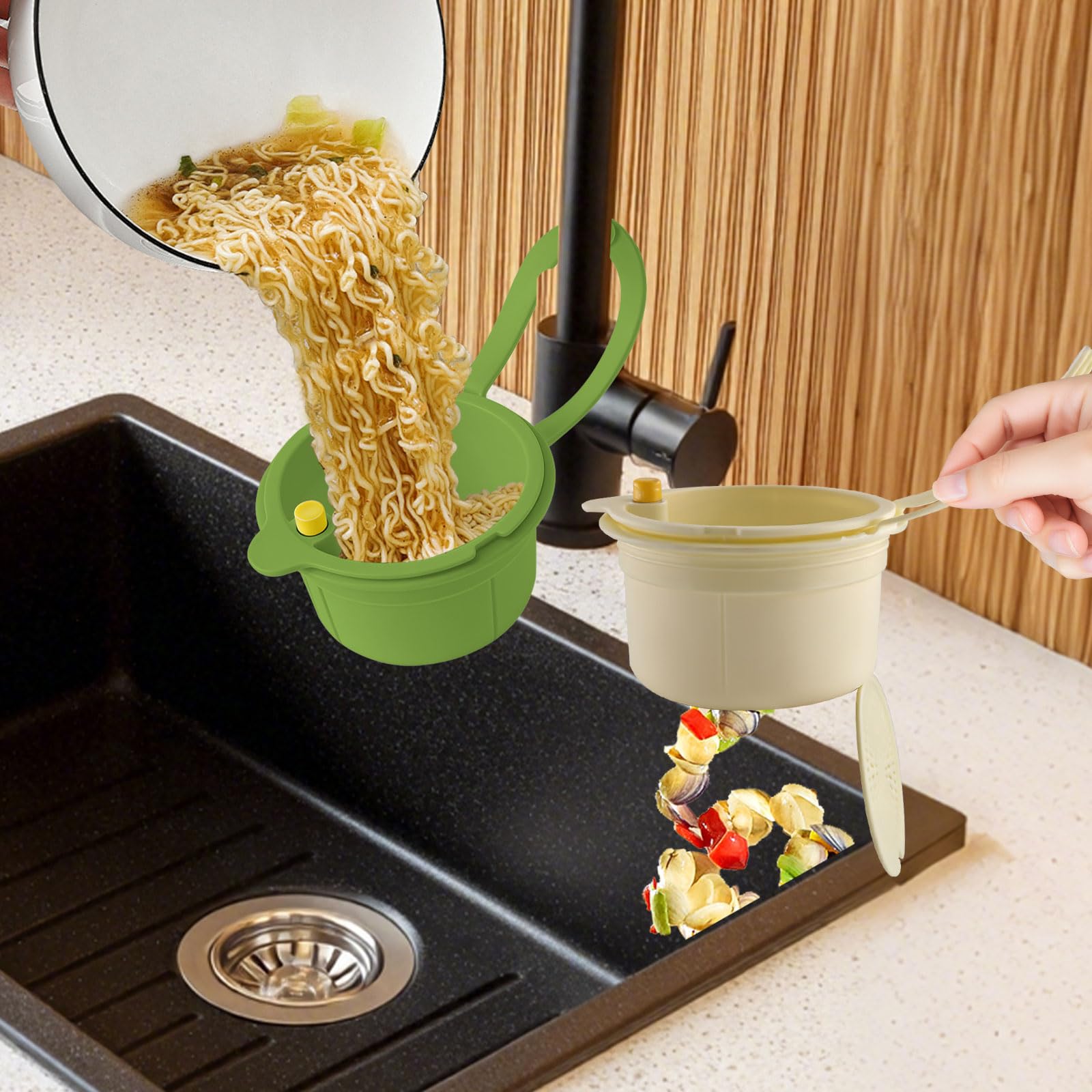 2 Pezzi Cestino Scolapiatti da Lavello, Filtro Lavandino Rimovibile Adatto per Pulire e Riordinare Cucina (Verde)