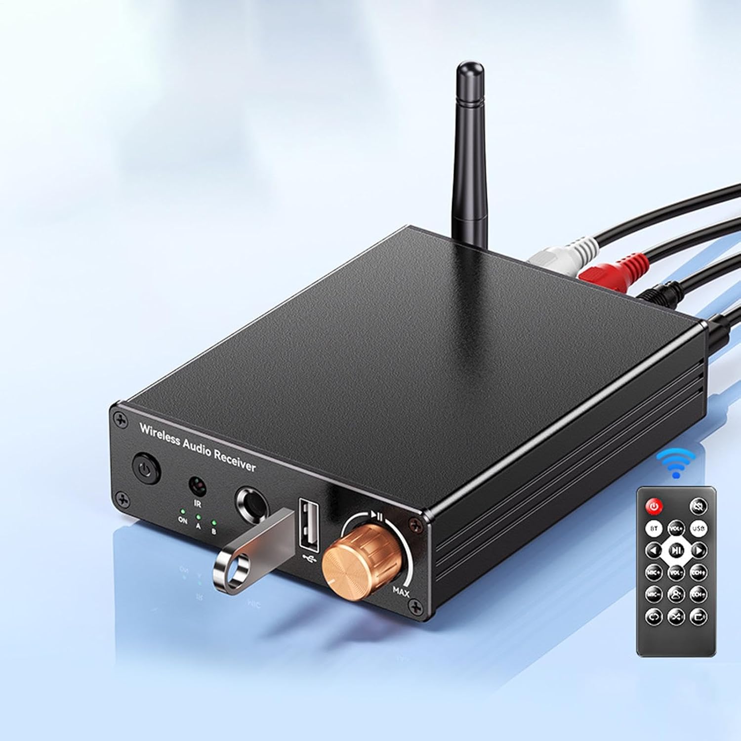 Home Stereo Amplifier, Wireless 6.0 Receiver, Audio Fixture with Firm Build, Entertainment Gear with Solid Design, 3.74x5.91x2.91in Wireless Stereo, Reliable Accessory for PC Car Desktop Karaoke