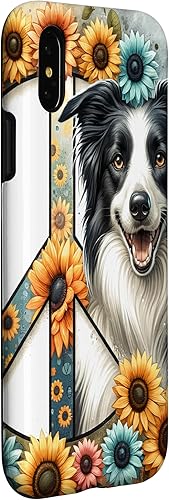 Miniatura 9 de Funda estética para iPhone 15 Pro Peace Sunflower Border Collie con acuarela vibrante